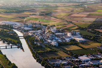 Vue aérienne de Locaux de l'usine du producteur de produits chimiques ICL Germany Ladenburg / BK Giulini GmbH sur le Neckar à Ladenburg dans le département Bade-Wurtemberg, Allemagne