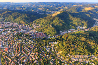 Vue aérienne de Vue de la ville sur la Bergstrasse depuis le sud-ouest à Weinheim dans le département Bade-Wurtemberg, Allemagne