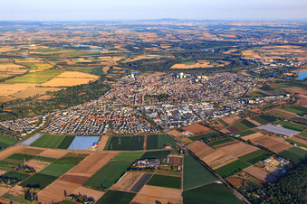 Vue aérienne de Vue de la ville depuis le nord-est à Lampertheim dans le département Hesse, Allemagne