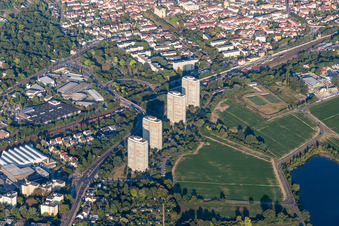 Quartier Oppau in Ludwigshafen am Rhein dans le département Rhénanie-Palatinat, Allemagne hors des airs