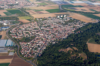 Vue oblique de Quartier Maudach in Ludwigshafen am Rhein dans le département Rhénanie-Palatinat, Allemagne