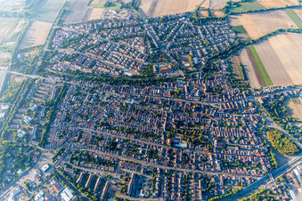 Vue oblique de Quartier Rheingönheim in Ludwigshafen am Rhein dans le département Rhénanie-Palatinat, Allemagne