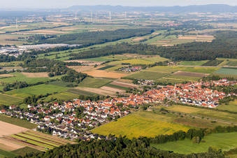 Vue aérienne de Du nord-est à Erlenbach bei Kandel dans le département Rhénanie-Palatinat, Allemagne