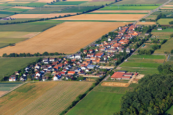 Vue aérienne de Vue du village depuis le nord-est à le quartier Minderslachen in Kandel dans le département Rhénanie-Palatinat, Allemagne