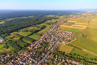 Vue aérienne de La Saarstraße vue du nord-est à Kandel dans le département Rhénanie-Palatinat, Allemagne