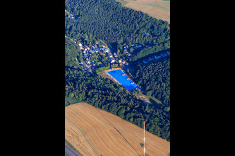 Vue aérienne de Piscine extérieure Waschmühle à le quartier Morlautern in Kaiserslautern dans le département Rhénanie-Palatinat, Allemagne