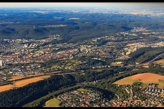 Vue oblique de Vue d'ensemble de la ville depuis le nord à Kaiserslautern dans le département Rhénanie-Palatinat, Allemagne