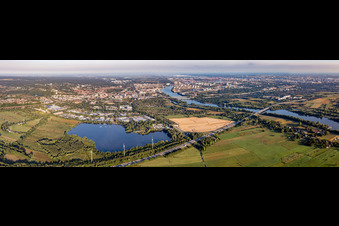 Vue aérienne de Panorama des rives de l'Elbe méridionale à le quartier Neuland in Hamburg dans le département Hambourg, Allemagne