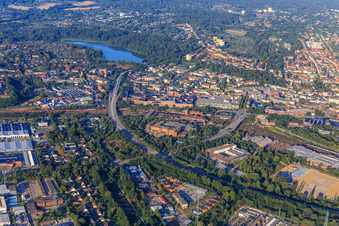 Vue aérienne de Centre Phoenix et ELBCAMPUS Hamburg à le quartier Harburg in Hamburg dans le département Hambourg, Allemagne