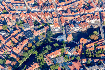 Vue aérienne de Moulin de l'Abbé à Lüneburg dans le département Basse-Saxe, Allemagne