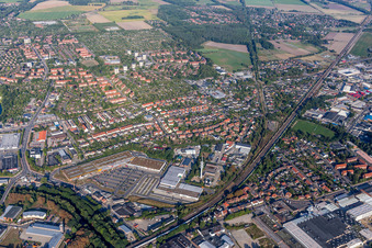 Vue aérienne de Zone industrielle et commerciale de Goseburg Zeltberg à Lüneburg dans le département Basse-Saxe, Allemagne