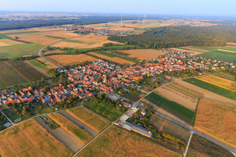 Vue aérienne de Vue du village depuis le sud-est à Erlenbach bei Kandel dans le département Rhénanie-Palatinat, Allemagne