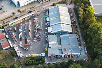 Vue aérienne de Union Baustoffhandel dans le parc industriel de Horst à le quartier Minderslachen in Kandel dans le département Rhénanie-Palatinat, Allemagne