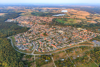 Vue aérienne de Aperçu de la ville depuis le nord-ouest à Jockgrim dans le département Rhénanie-Palatinat, Allemagne
