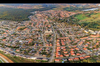 Vue aérienne de Buchstraße depuis le sud-ouest à Jockgrim dans le département Rhénanie-Palatinat, Allemagne