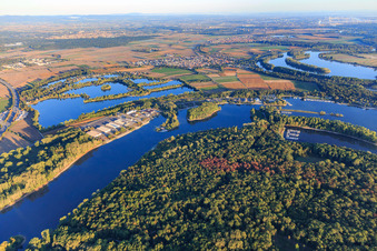 Vue aérienne de Angelhofer Altrhein du sud à Speyer dans le département Rhénanie-Palatinat, Allemagne