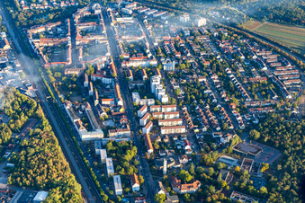 Quartier Rheinau in Mannheim dans le département Bade-Wurtemberg, Allemagne vue d'en haut