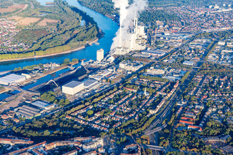 Quartier Rheinau in Mannheim dans le département Bade-Wurtemberg, Allemagne vue du ciel