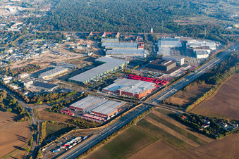 Vue aérienne de Viernheim, parc industriel à le quartier Vogelstang in Mannheim dans le département Bade-Wurtemberg, Allemagne