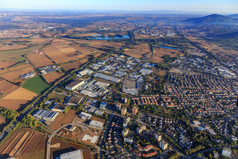 Vue aérienne de Zone industrielle de la Tiergartenstraße avec METRO GASTRO Heppenheim et l'usine Unilever Deutschland GmbH Heppenheim (Langnese) à Heppenheim dans le département Hesse, Allemagne