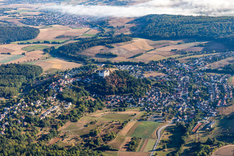 Vue aérienne de Château de Lichtenberg à le quartier Niedernhausen in Fischbachtal dans le département Hesse, Allemagne