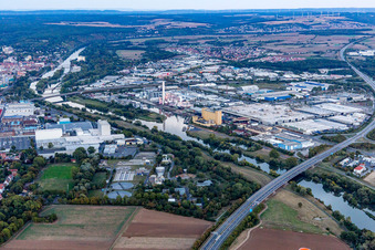 Vue aérienne de Parc industriel de Maintal à le quartier Oberndorf in Schweinfurt dans le département Bavière, Allemagne