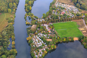 Vue aérienne de Camping Katzenkopf am Main à Sommerach dans le département Bavière, Allemagne