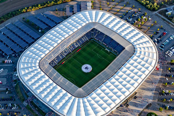 WIRSOL Rhein-Neckar-Arena avant le match amical à guichets fermés Pérou-Allemagne à le quartier Steinsfurt in Sinsheim dans le département Bade-Wurtemberg, Allemagne hors des airs