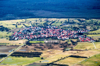 Vue aérienne de De l'est à le quartier Büchelberg in Wörth am Rhein dans le département Rhénanie-Palatinat, Allemagne