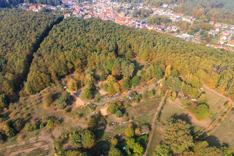 Jardin à l'orée de la forêt à Dörrenbach dans le département Rhénanie-Palatinat, Allemagne vue d'en haut