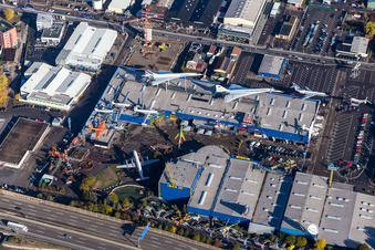 Photographie aérienne de Musée de la technologie avec Tupolev et Concorde à le quartier Steinsfurt in Sinsheim dans le département Bade-Wurtemberg, Allemagne