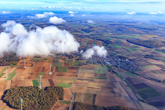 Vue aérienne de Parc éolien Schwanfeld à Schwanfeld dans le département Bavière, Allemagne