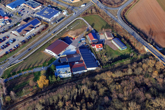 Vue aérienne de Domaine viticole Knöll & Vogel à Bad Bergzabern dans le département Rhénanie-Palatinat, Allemagne