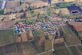 Vue aérienne de Vue du village en hiver depuis le sud à Hergersweiler dans le département Rhénanie-Palatinat, Allemagne