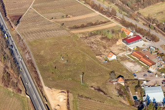 Vue aérienne de Statue de la Liberté dans un parc entre la B10 et la Weinstraße à Albersweiler dans le département Rhénanie-Palatinat, Allemagne