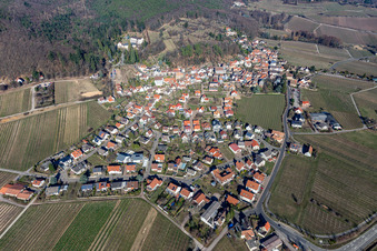 Photographie aérienne de Vue d'un village viticole depuis le sud en hiver, sans neige. à Gleisweiler dans le département Rhénanie-Palatinat, Allemagne