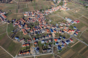Vue aérienne de Vue d'ensemble du village viticole en hiver depuis l'ouest à Weyher in der Pfalz dans le département Rhénanie-Palatinat, Allemagne