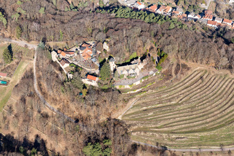 Vue aérienne de Château de Kropsburg à Sankt Martin dans le département Rhénanie-Palatinat, Allemagne