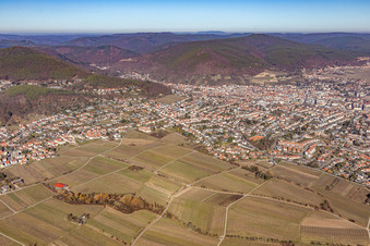 Vue aérienne de Vue de la ville depuis le sud à Neustadt an der Weinstraße dans le département Rhénanie-Palatinat, Allemagne