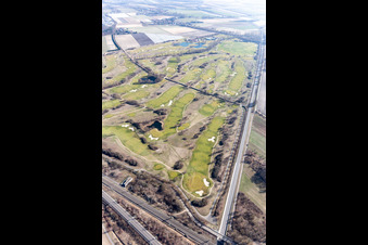 Terrain du parcours de golf Kurpfalz à Limburgerhof à Schifferstadt dans le département Rhénanie-Palatinat, Allemagne d'en haut