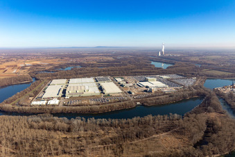 Vue oblique de Île verte à Germersheim dans le département Rhénanie-Palatinat, Allemagne