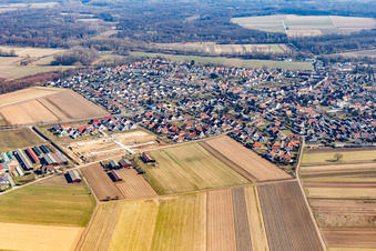 Photographie aérienne de Nouvelle zone de développement Am Zwischenweg en cours de développement à Hördt dans le département Rhénanie-Palatinat, Allemagne