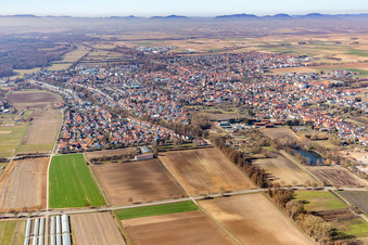 Vue aérienne de De l'est à Herxheim bei Landau dans le département Rhénanie-Palatinat, Allemagne