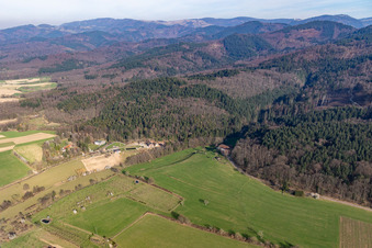 Vue aérienne de Rothofweg depuis l'ouest à Staufen im Breisgau dans le département Bade-Wurtemberg, Allemagne