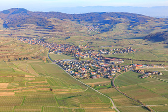 Vue aérienne de Village viticole sur le Kaiserstuhl, vu de l'ouest à le quartier Oberrotweil in Vogtsburg im Kaiserstuhl dans le département Bade-Wurtemberg, Allemagne