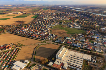 Vue aérienne de Vue de la ville depuis le nord à Breisach am Rhein dans le département Bade-Wurtemberg, Allemagne