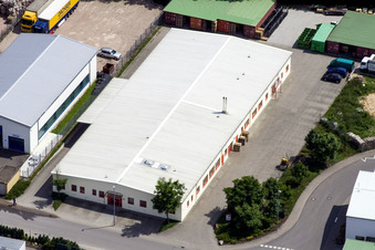 Vue aérienne de Am Gäxwald, imprimerie Nunnemann à Herxheim bei Landau dans le département Rhénanie-Palatinat, Allemagne