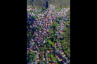 Vue aérienne de Vue d'ensemble du village depuis l'est à Dörrenbach dans le département Rhénanie-Palatinat, Allemagne