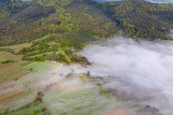 Vue aérienne de Jésus Sauveur du Monde, Hannesacker à Rott dans le département Bas Rhin, France