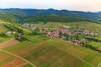 Vue aérienne de Du sud à le quartier Pleisweiler in Pleisweiler-Oberhofen dans le département Rhénanie-Palatinat, Allemagne